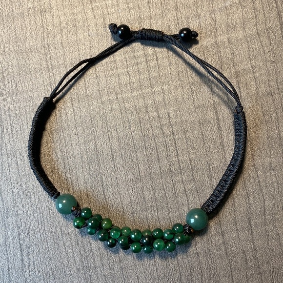 Jade Gemstone Handmade Adjustable Macrame Bracelet - Picture 5 of 15